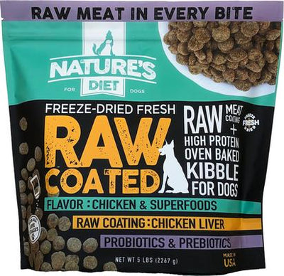 Raw Coated Kibble Raw Chicken Liver & Bone Broth Coating Freeze-Dried Dog Food, 5-lb bag