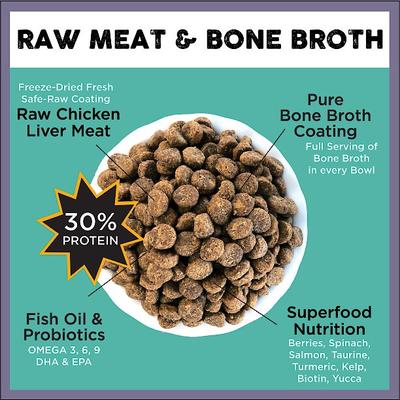 Raw Coated Kibble Raw Chicken Liver & Bone Broth Coating Freeze-Dried Dog Food, 5-lb bag