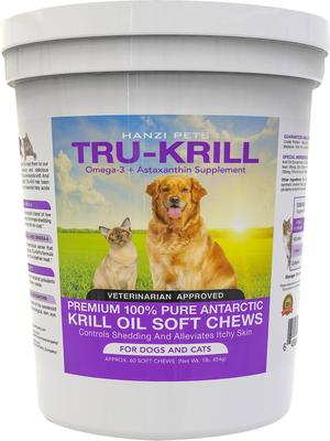 Tru-Krill Antarctic Krill Oil Omega-3 & Astaxanthin Dog & Cat Soft Chews, 60 count