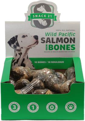 Wild Pacific Salmon Skin Bones Dog Treats, 18 count