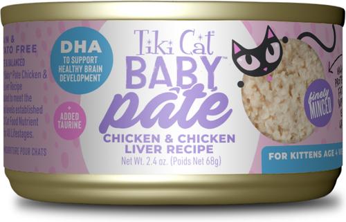 Baby Chicken, Salmon & Chicken Liver Pate Grain-Free Wet Kitten Food, 2.4-oz can, case of 12