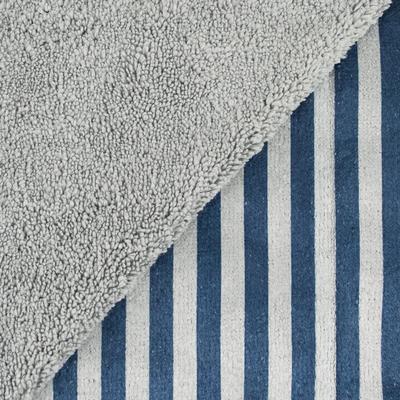 Striped Embroidered Paw Dog & Cat Towel, Navy