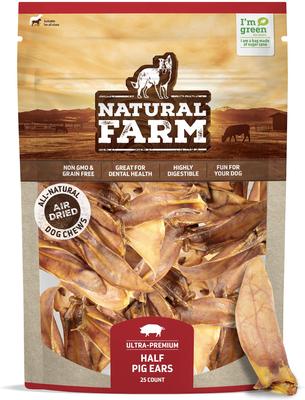 Golosinas para perros con media oreja de cerdo, 50 unidades