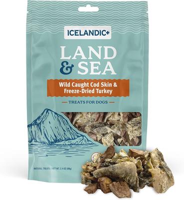 Land & Sea Cod Skin & Turkey Freeze-Dried Dog Treats, 2.4-oz bag