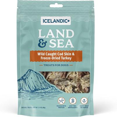Land & Sea Cod Skin & Turkey Freeze-Dried Dog Treats, 2.4-oz bag