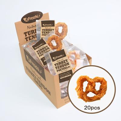 Natural Turkey Tendon Pretzel Natural Dog Chew Treat, Medium, 20 count