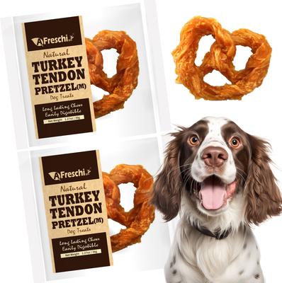 Natural Turkey Tendon Pretzel Natural Dog Chew Treat, Medium, 20 count