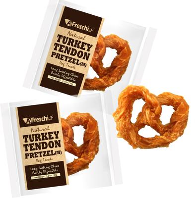 Natural Turkey Tendon Pretzel Natural Dog Chew Treat, Medium, 20 count
