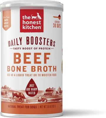 Paquete: Caldo de hueso de res The Honest Kitchen Daily Boosters + Caldo de hueso de pavo con cúrcuma The Honest Kitchen Daily Boosters para perros
