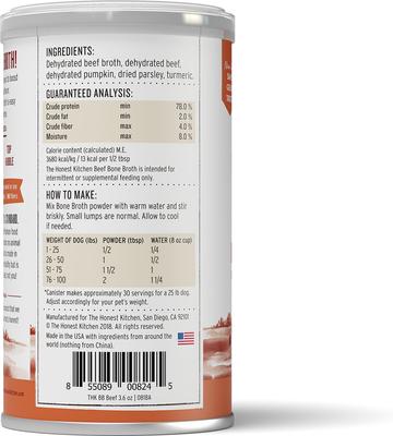 Paquete: Caldo de hueso de res The Honest Kitchen Daily Boosters + Caldo de hueso de pavo con cúrcuma The Honest Kitchen Daily Boosters para perros