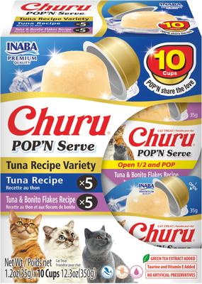 Churu Pop'n Serve Chicken Variety Grain-Free Lickable Cat Treats, 1.2-oz cup, 10 count