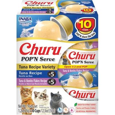 Churu Pop'n Serve - Golosinas para lamer sin cereales con sabor a pollo para gatos, 1.2 oz (10 unidades)