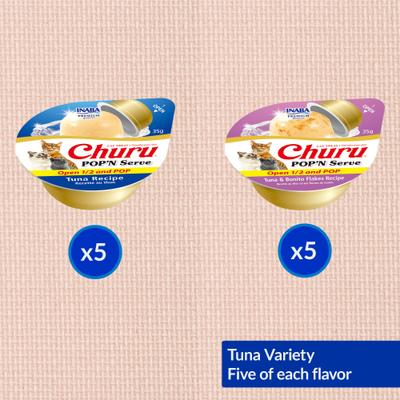 Churu Pop'n Serve - Golosinas para lamer sin cereales con atún para gatos, 1.2 oz (10 unidades)