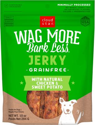 Wag More Bark Less Chicken & Sweet Potato Recipe Grain-Free Jerky Dog Treats, 10-oz bag