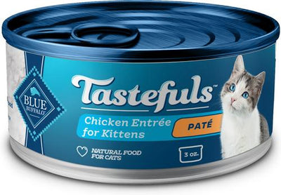 Comida enlatada para gatos Tastefuls Chicken Entrée Pate Kitten, lata de 3 oz, 24 unidades