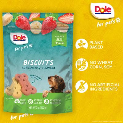 Assorted Banana + Strawberry Crunchy Dog Treats, 7-oz bag