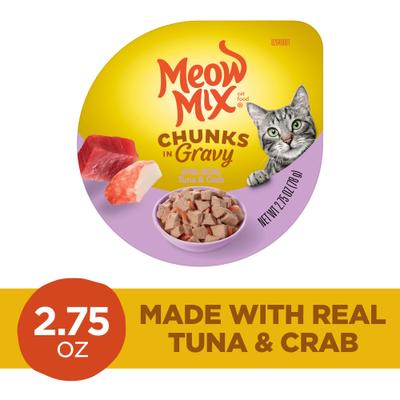 Chunks in Gravy Real Tuna & Crab Wet Cat Food, 2.75-oz cup, case of 12