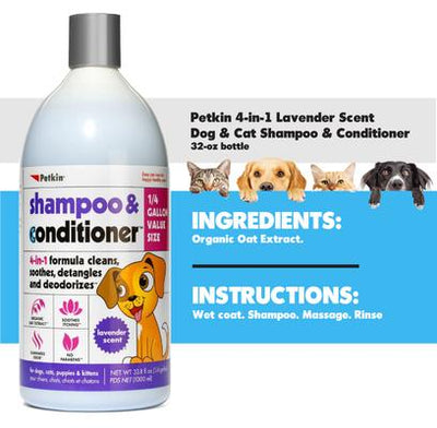 4-in-1 Lavender Scent Dog & Cat Shampoo & Conditioner, 32-fl oz bottle