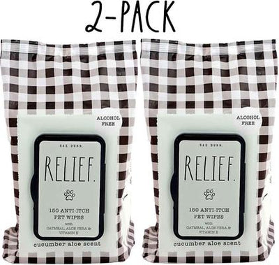 RELIEF. Anti-Itch Dog Wipes, 150 count, 2 pack