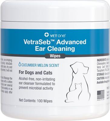 VetraSeb Advanced Ear Wipes for Pets, 100 count