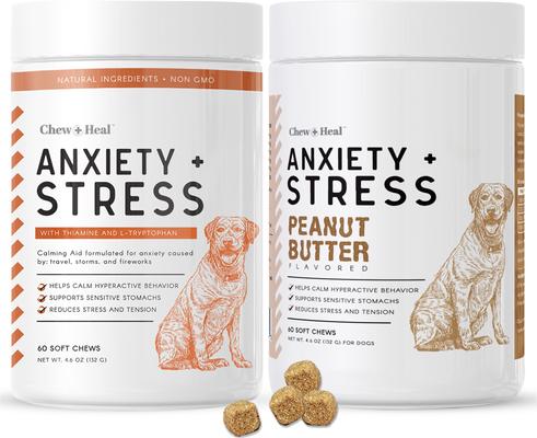 Anxiety + Stress Classic Chicken & Peanut Butter Flavored Soft Chews Supplement for Dogs, 120 Count
