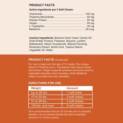 Anxiety + Stress Classic Chicken & Peanut Butter Flavored Soft Chews Supplement for Dogs, 120 Count