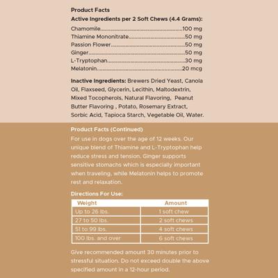 Anxiety + Stress Classic Chicken & Peanut Butter Flavored Soft Chews Supplement for Dogs, 120 Count