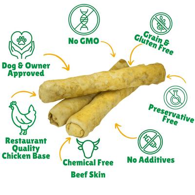 Chicken Basted Rawhide Bull Sticks X-Large Dog Chews, 10 count