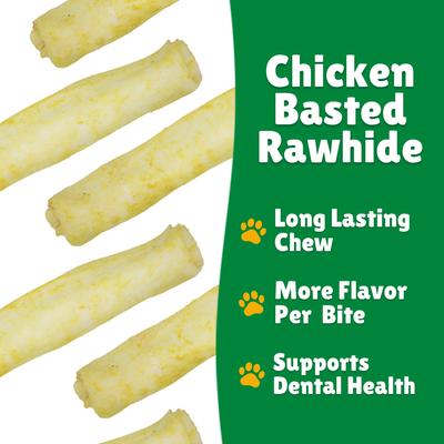 Chicken Basted Rawhide Bull Sticks X-Large Dog Chews, 10 count