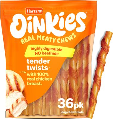 Oinkies Tender Twists with 100% Real Chicken Breast Rawhide-Free Natural Dog Treats, 18 count