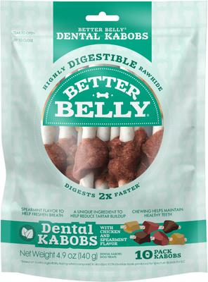 Triple Flavor Kabobs Salmon, Venison & Lamb Highly Digestible Rawhide Dog Treat Chews, 18 count