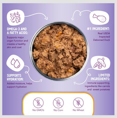 Grain-Free Duck Entree Canned Dog Food, 12.5-oz, case of 12