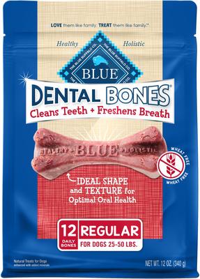 Dental Bones All Natural Rawhide-Free Regular Dental Dog Treats, 27 count