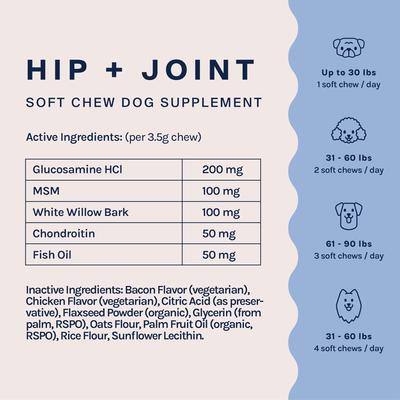 Hip & Joint Chew Supplement for Dogs, 30 count