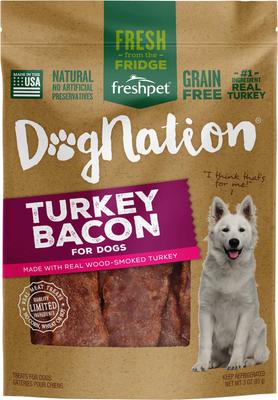 Dognation Turkey Bacon Grain-Free Fresh Dog Treats, 3-oz bag, case of 6