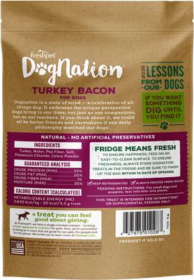 Dognation Turkey Bacon Grain-Free Fresh Dog Treats, 3-oz bag, case of 6