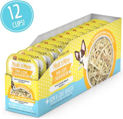 Comida húmeda natural para perros Meals 'n More, Paw Lickin' Chicken Plus Skin & Coat Health, 3.5 oz (12 unidades)