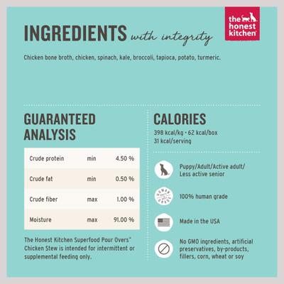 Bundle: The Honest Kitchen Superfood POUR OVERS Turkey Stew with Veggies + Superfood POUR OVERS Chicken Stew with Veggies Wet Dog Food Topper