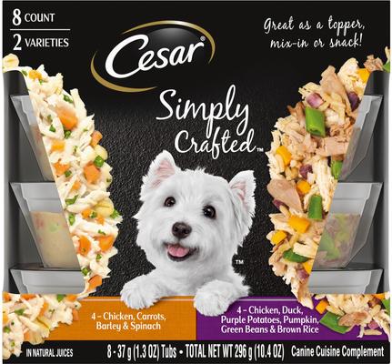 Bundle: Cesar Classic Loaf in Sauce Lamb Recipe Wet Food + Simply Crafted Variety Pack Wet Dog Food Meal Topper