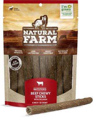 Natsticks - Palitos masticables de carne de res con alto contenido proteico para perros, 16 unidades