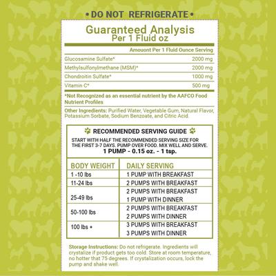 Liquid Glucosamine+ Bacon Flavor Liquid Joint Supplement for Dogs, 32-fl oz bottle