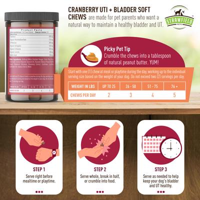 Cranberry + UTI Bladder Chews Grain-Free Dog Supplement, 120 count