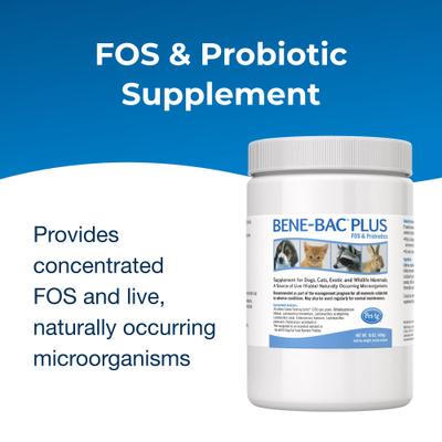 Bene-Bac Powder FOS & Probiotics for Dogs, Cats, Exotic & Wildlife Mammals, 16-oz jar