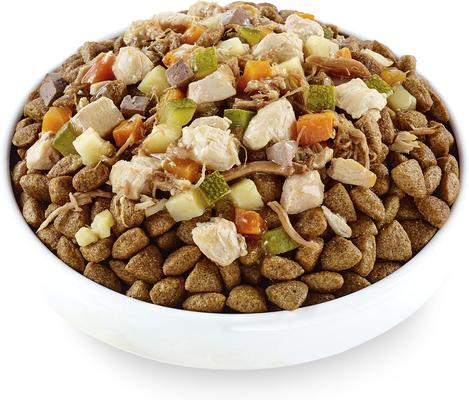 Comida húmeda natural para perros Taste Toppers: estofado de pechuga de pollo con cordero, zanahoria, calabacín y batata, bolsa de 5.5 oz, caja de 12