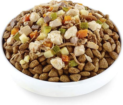 Comida húmeda natural para perros Taste Toppers: estofado de pechuga de pollo con cordero, zanahoria, calabacín y batata, bolsa de 5.5 oz, caja de 12