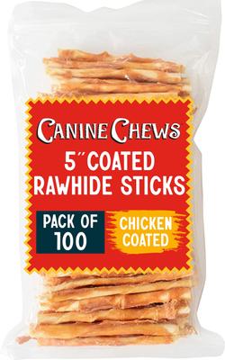5-inch Chicken Coated Rawhide Twist Stick Dental Dog Chews, 45 count