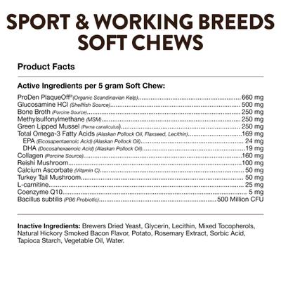 NaturVet, Breed Specific Sport & Working Breeds, suplemento integral para perros deportivos y de trabajo, 50 masticables