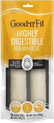 Long-Lasting Large Rolls Chicken Liver Flavor Rawhide Chew Dog Treats, 2 count