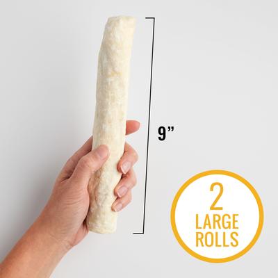 Long-Lasting Large Rolls Chicken Liver Flavor Rawhide Chew Dog Treats, 2 count