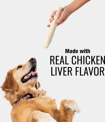 Long-Lasting Large Rolls Chicken Liver Flavor Rawhide Chew Dog Treats, 2 count